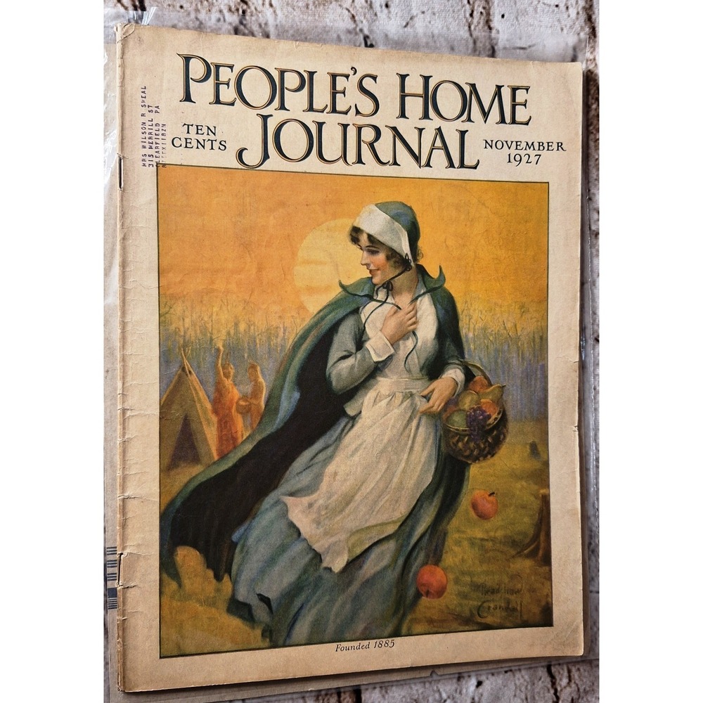 The People's Home Journal Magazine November 1927 Cover Art by Bradshaw‎ Crandall